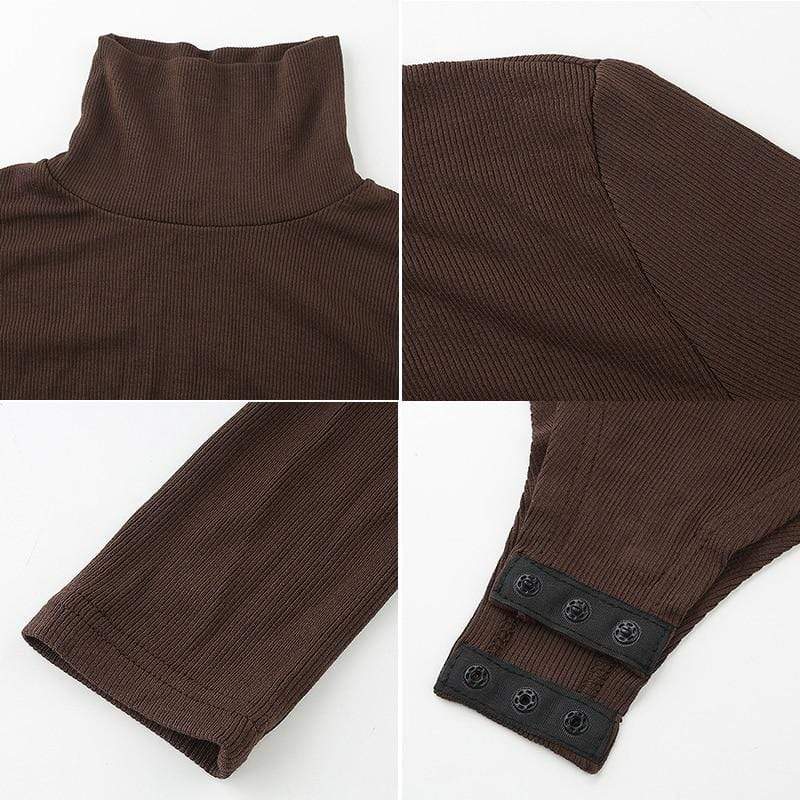 Kinky Cloth 201236202 Ribbed Knit Turtleneck Long Sleeve Bodysuit