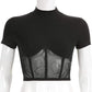 Kinky Cloth 200000791 Short Sleeve / S Ribbed Mesh Patchwork Bodycon Shirt