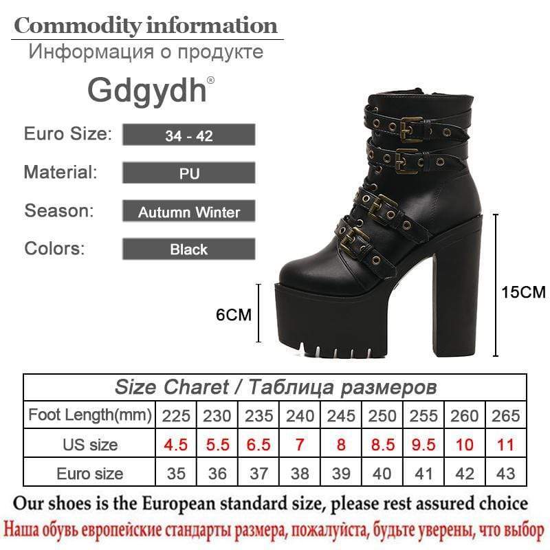 Kinky Cloth 200000998 Rivet Black Ankle Platform Boots