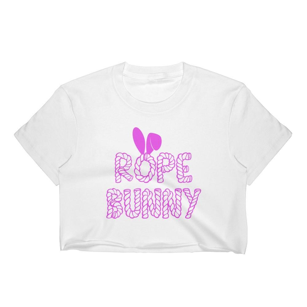 Kinky Cloth Top Crop Top - S / Black/ White Font Rope Bunny Bondage Top