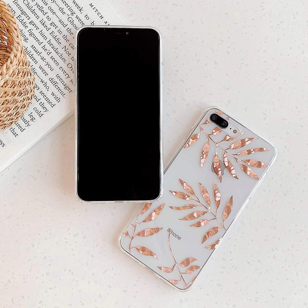Kinky Cloth 380230 Rose Gold And Silver Leaves iPhone Case