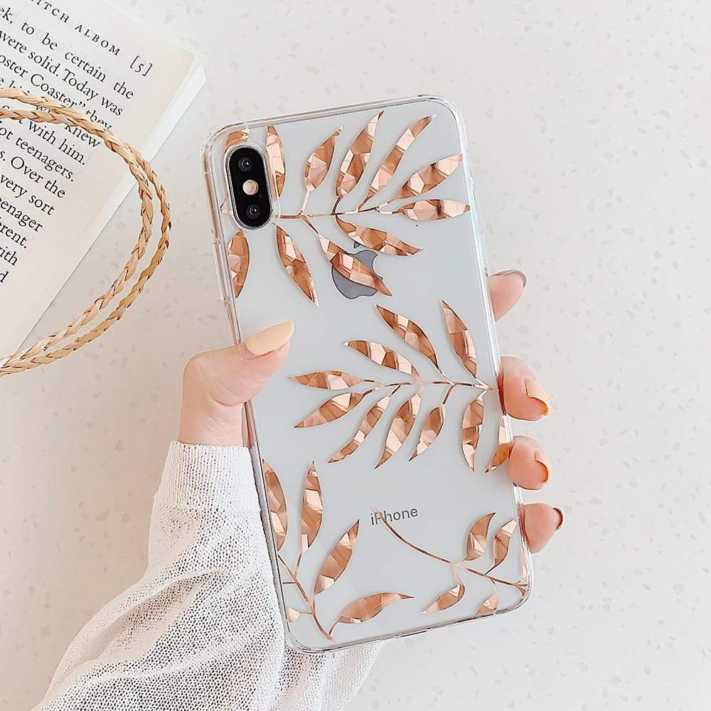 Kinky Cloth 380230 Style2 / For 7 Plus or 8 Plus Rose Gold And Silver Leaves iPhone Case