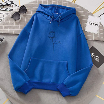 Kinky Cloth 200000348 Deep Blue / M Rose Print Oversized Hooded Sweatshirt