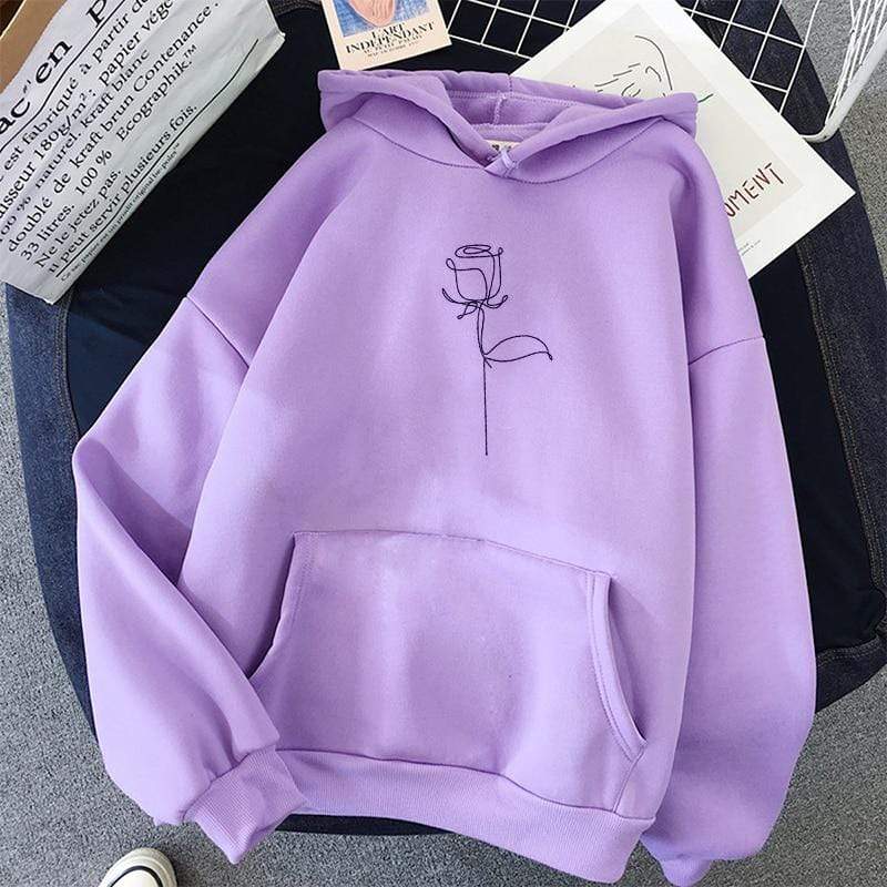 Kinky Cloth 200000348 Lavender / M Rose Print Oversized Hooded Sweatshirt