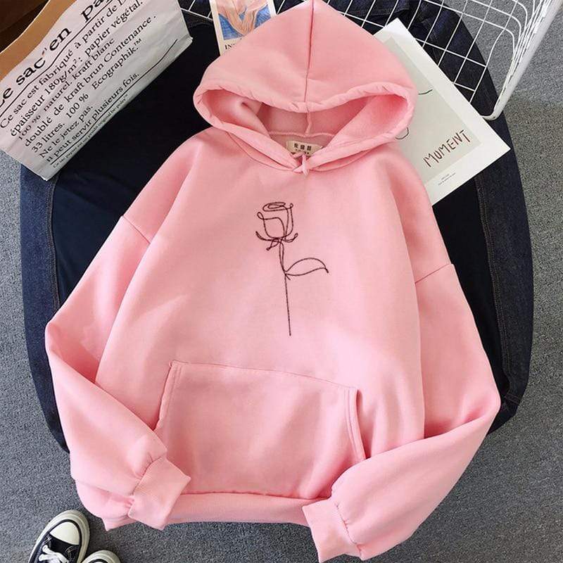 Kinky Cloth 200000348 Pink / M Rose Print Oversized Hooded Sweatshirt