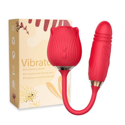 Kinky Cloth Red / 4cm Rose Sucking Vibrator