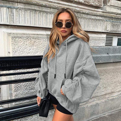 Kinky Cloth 200000348 Gray / S Ruched Puff Sleeve Oversized Hoodies