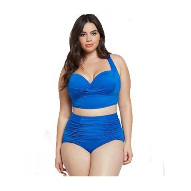 Kinky Cloth 200004279 Blue / XL Ruched Retro Plus Size Two Piece