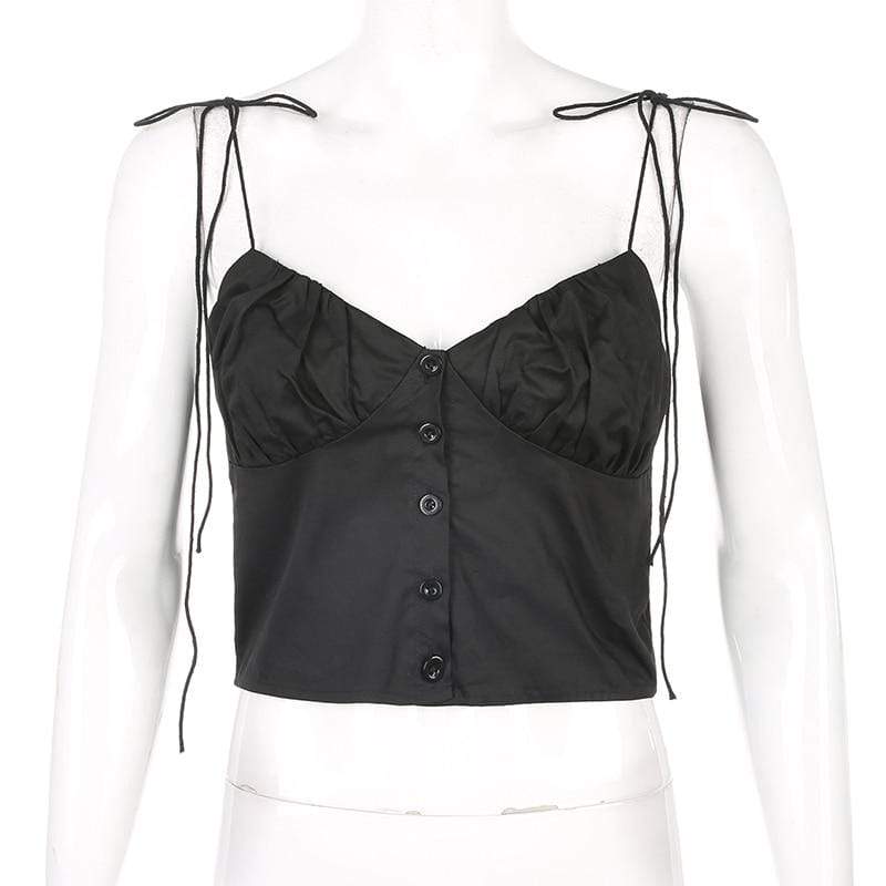 Kinky Cloth 200000790 Ruched Tie Up Strap Crop Top