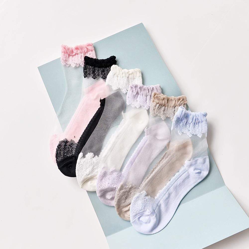 Kinky Cloth 200000866 Ruffle Lace Sheer Socks