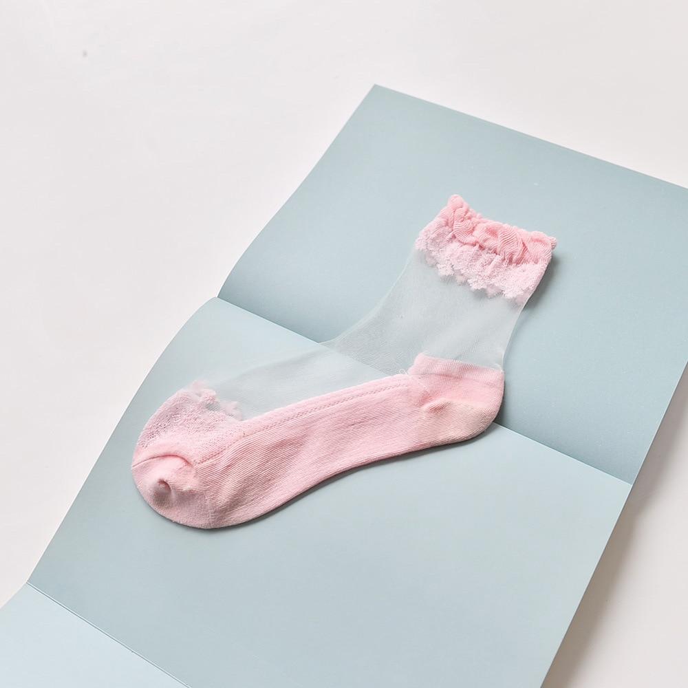 Kinky Cloth 200000866 Light Pink Lace Ruffle Sheer Socks