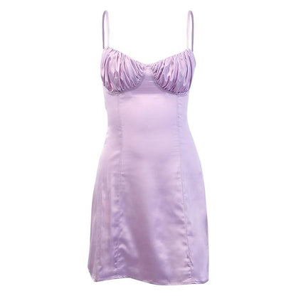 Kinky Cloth 200000347 Purple / L Ruffle Spaghetti Strap Mini Dress