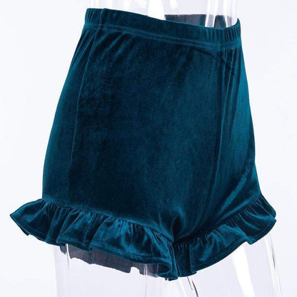 Kinky Cloth Shorts Ruffle Velvet Shorts