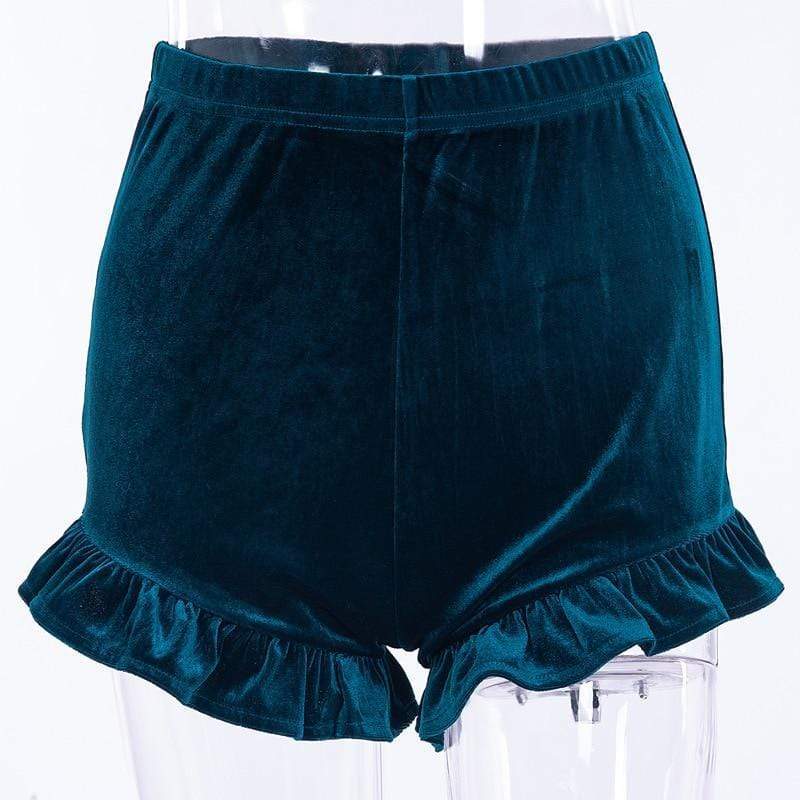 Kinky Cloth Shorts Ruffle Velvet Shorts