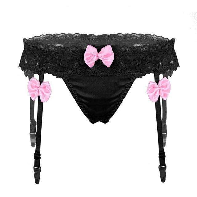 Kinky Cloth Black / One Size Ruffled Lace Panties Garters