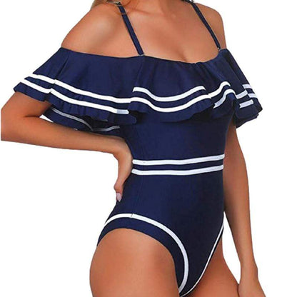 Kinky Cloth 200000598 Blue / S Ruffled Striped One Piece Flounce Swimwear