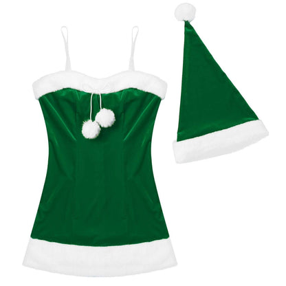 Kinky Cloth 200000347 Green / S Santa Mini Velvet Dress with Hat