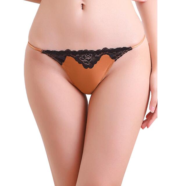 Kinky Cloth A130-8-ORANGE GOLD / S / 1PC Satin Embroidery Lace Thong