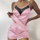 Kinky Cloth Pink / S Satin Mesh V Neck Sleepwear