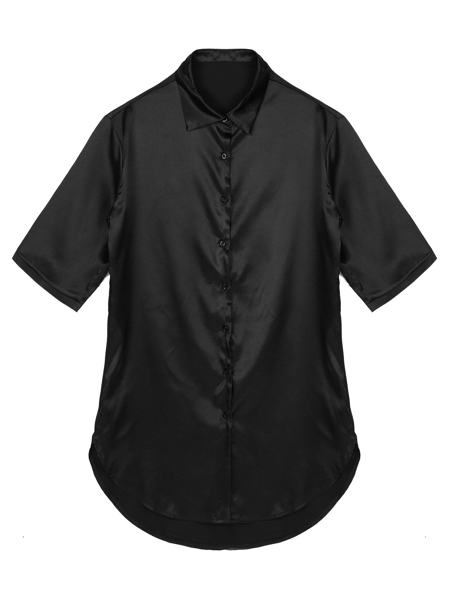 Kinky Cloth 200000346 Black / S Satin Nightgown 3/4 Sleeve Sleepwear