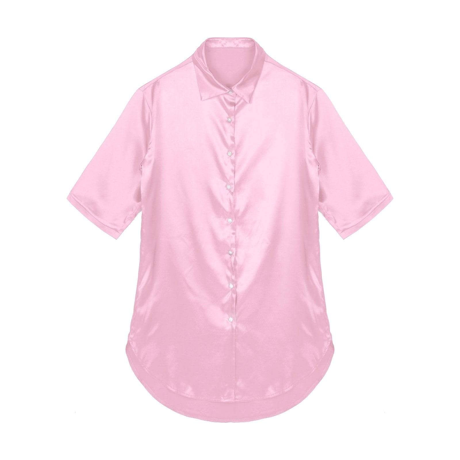 Kinky Cloth 200000346 Pink / S Satin Nightgown 3/4 Sleeve Sleepwear