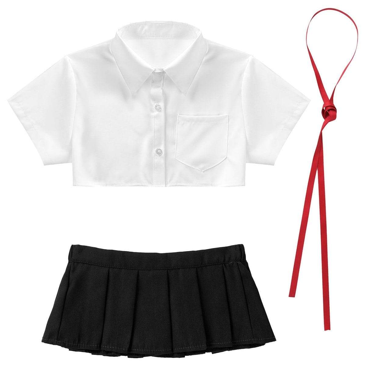 Kinky Cloth 200003986 White Black / S School Girl Super Crop Top Uniform