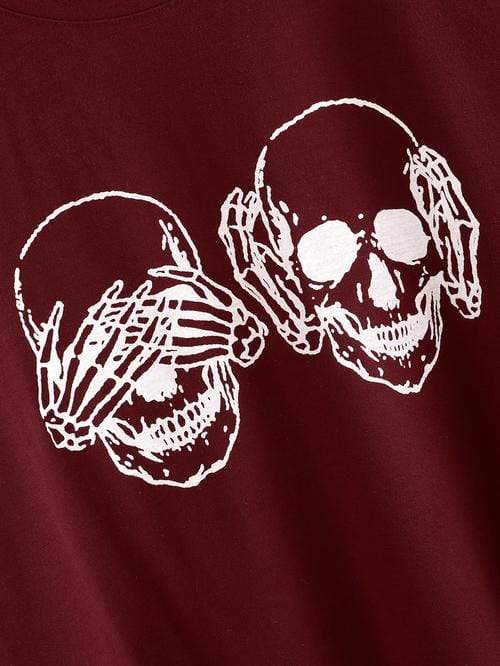 Celeste Top L See No Evil Skull Print T-shirt