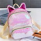 Kinky Cloth Bags & Wallets Light Pink Sequin Kitten Ears Backpack