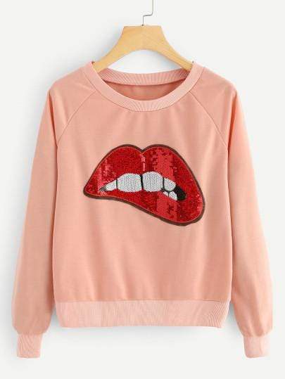 Celeste Top L Sequin Lip Biter Sweatshirt