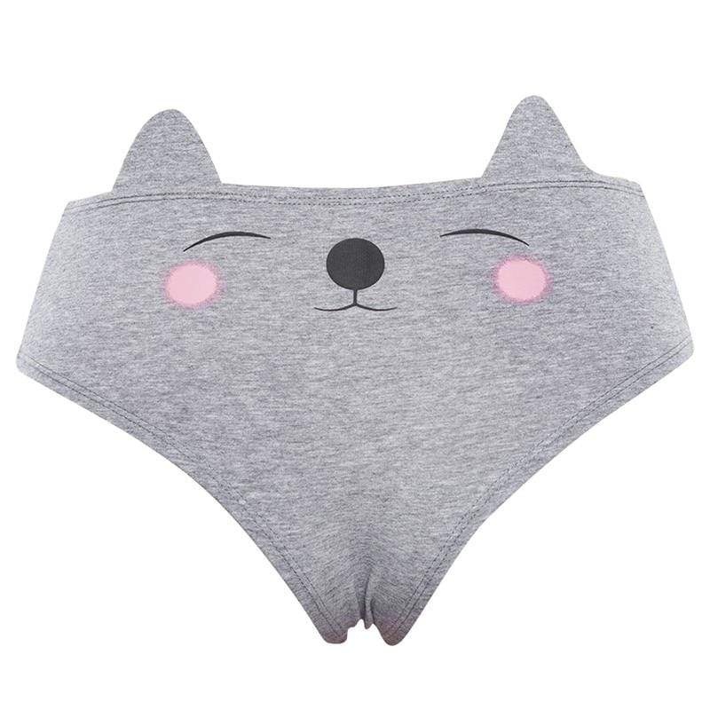 Kinky Cloth 351 Gray / S / 1pc Sesy Underwear Briefs With Cat Ear