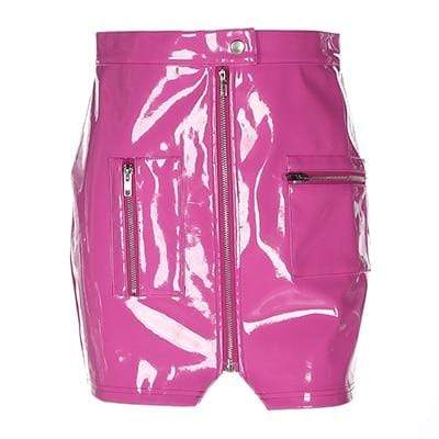 Kinky Cloth 349 Pink / S Shinny Mini Pencil Skirts