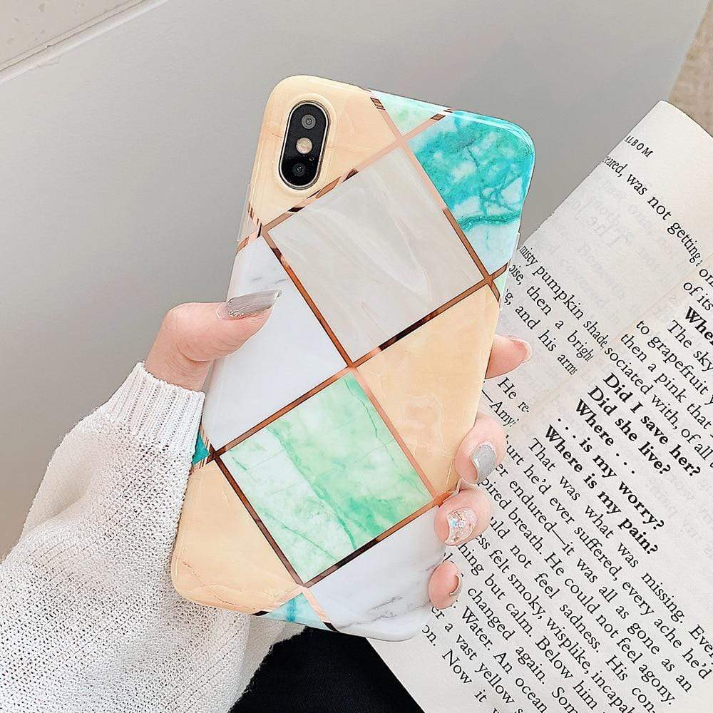 Kinky Cloth 380230 Multicolor / For 7 Plus or 8 Plus Shiny Gold Geometric Marble Design iPhone Case