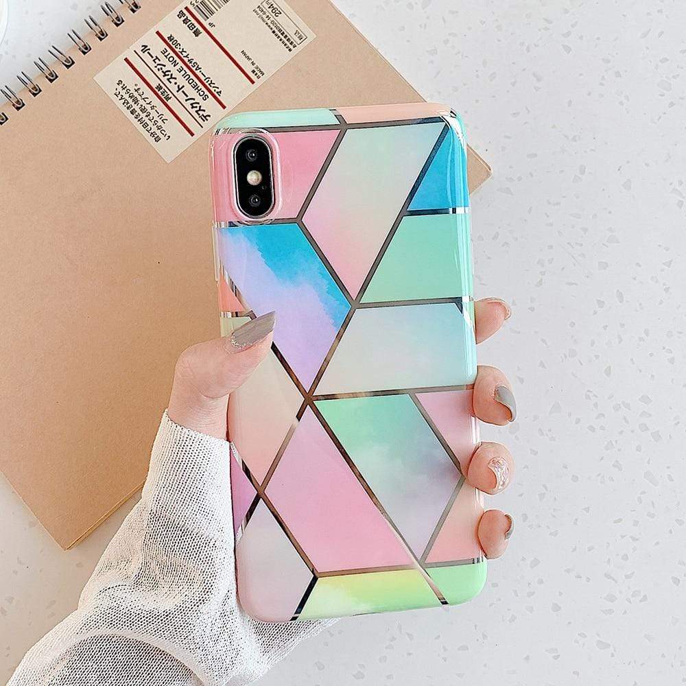 Kinky Cloth 380230 Multicolor2 / For 7 Plus or 8 Plus Shiny Gold Geometric Marble Design iPhone Case