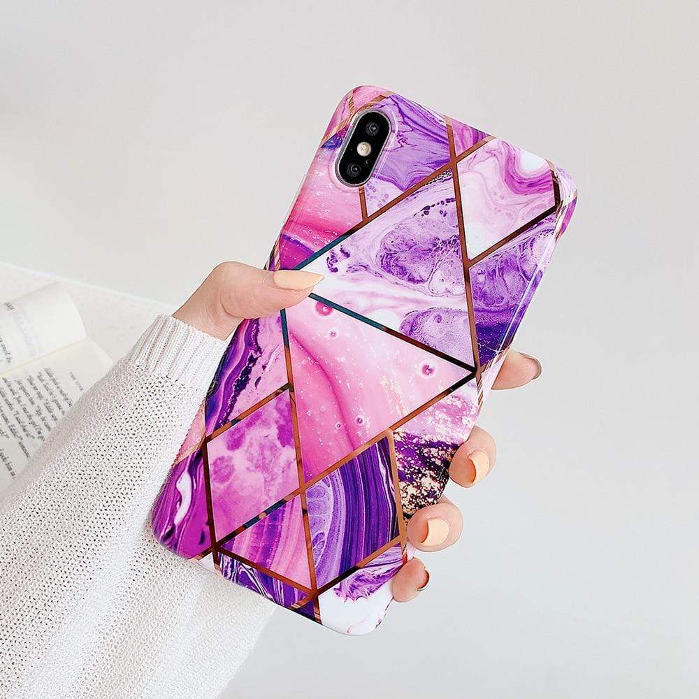 Kinky Cloth 380230 Violet / For 7 Plus or 8 Plus Shiny Gold Geometric Marble Design iPhone Case