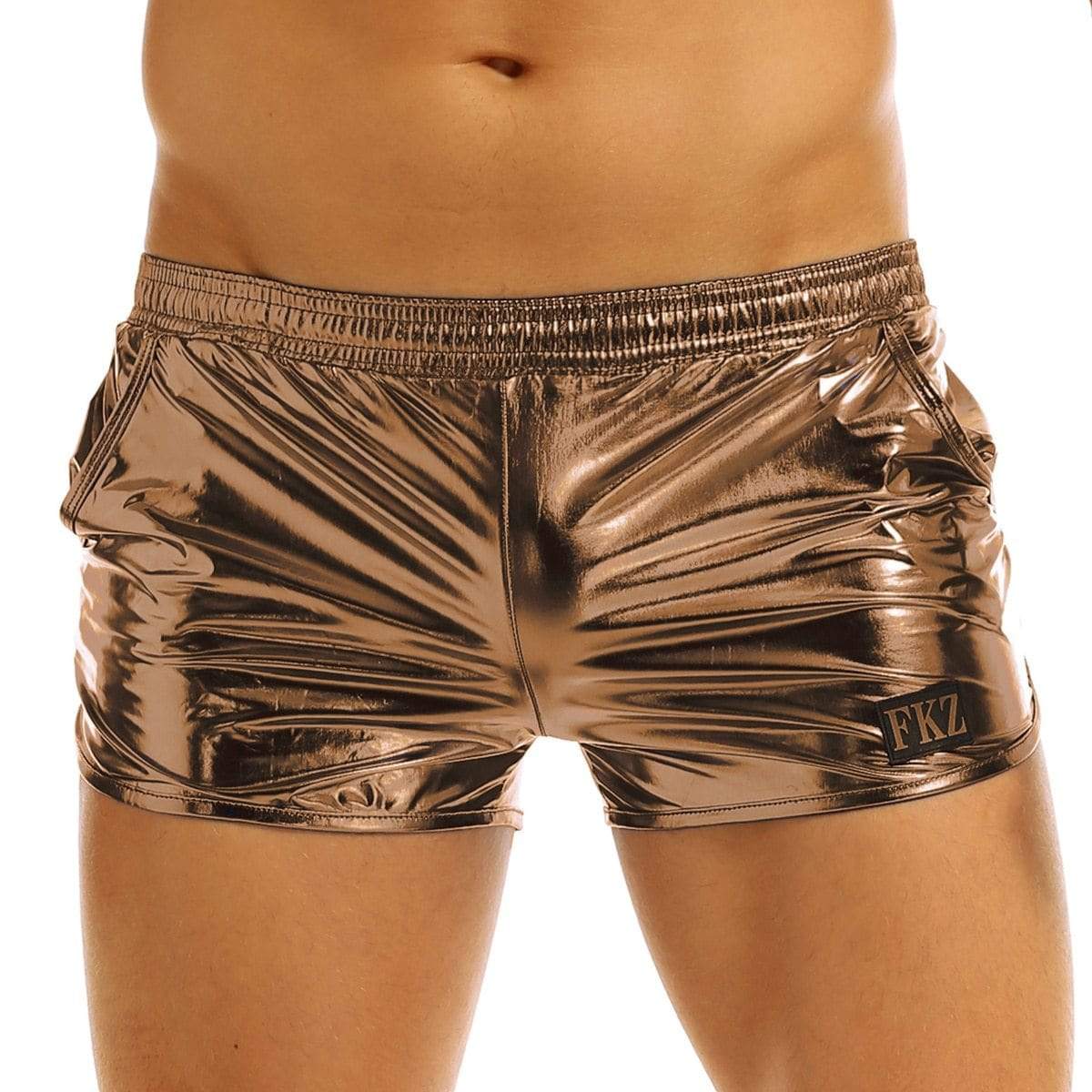 Kinky Cloth Coffee / S Shiny Metallic Boxer Shorts