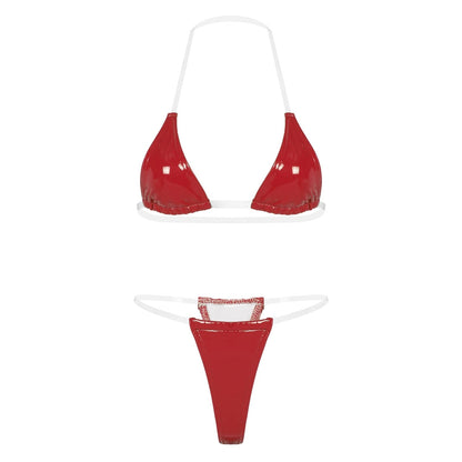 Kinky Cloth Red / S Shiny Mini Bikini Set Swimsuit