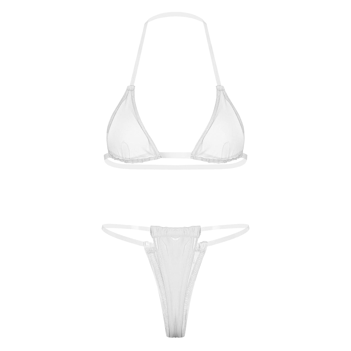 Kinky Cloth White / S Shiny Mini Bikini Set Swimsuit