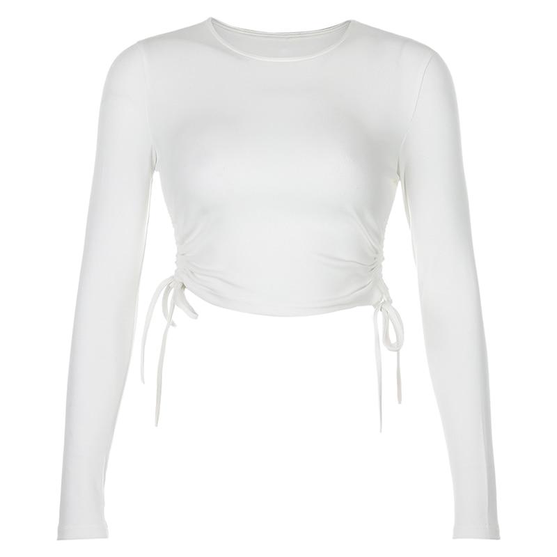 Kinky Cloth 200000791 White / S Side Drawstring Ruched Crop Top