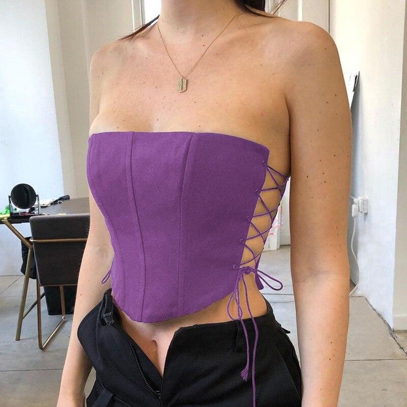 Kinky Cloth Purple / S Side Hollow Out Corset