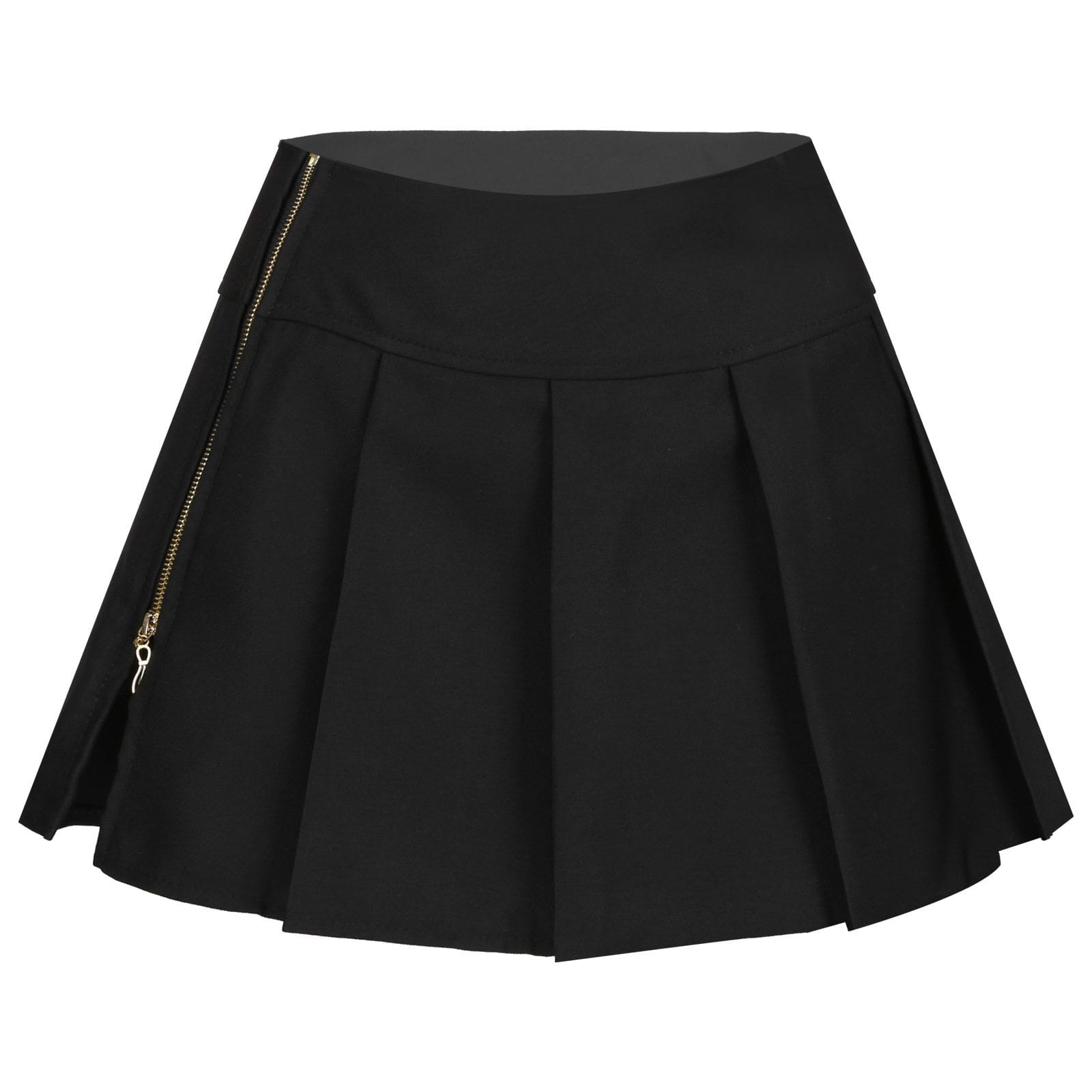 Kinky Cloth 349 Black / S Side Zipper Split Pleated Skirt