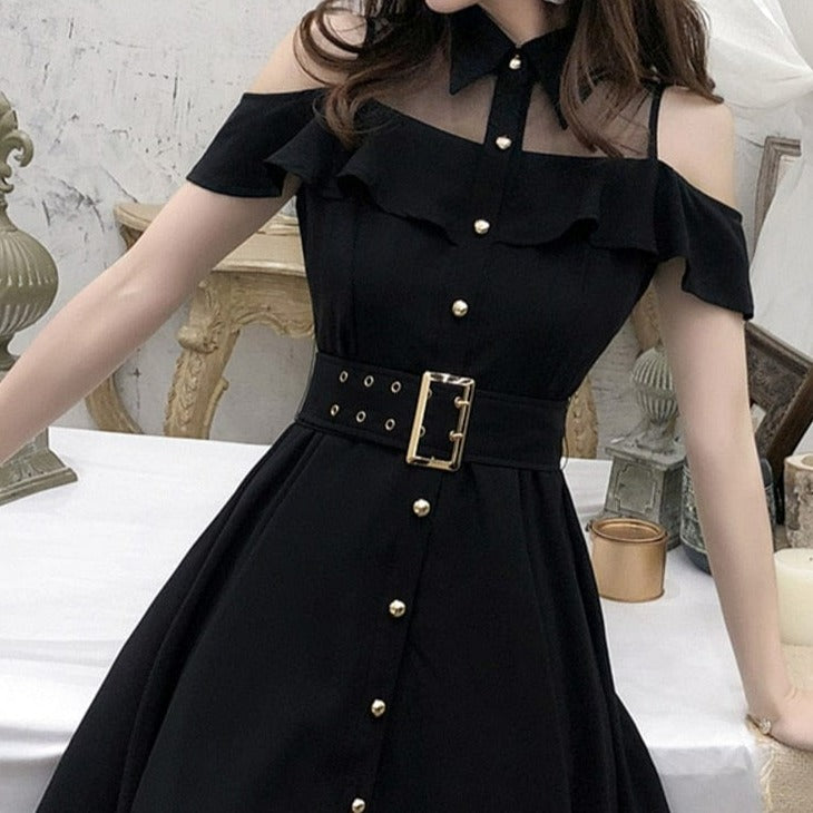 Kinky Cloth black / S Single Breasted Short Dress