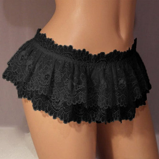 Kinky Cloth Black / S / 1pc Sissy Lace Ruffled Mini Skirt