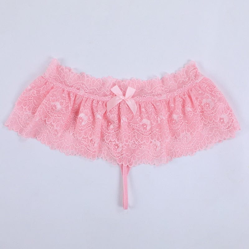 Kinky Cloth Sissy Lace Ruffled Mini Skirt