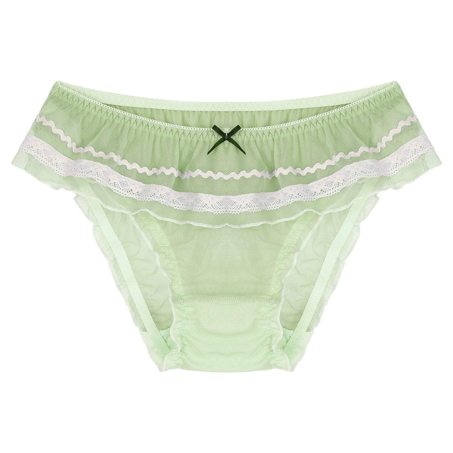 Kinky Cloth Green / M Sissy Ruffle Trim Briefs