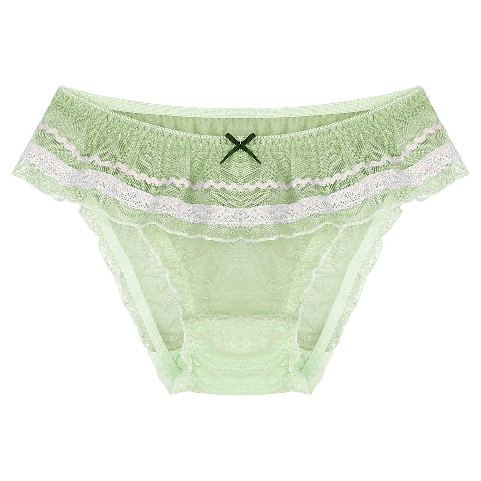 Kinky Cloth Green / M Sissy Ruffle Trim Briefs