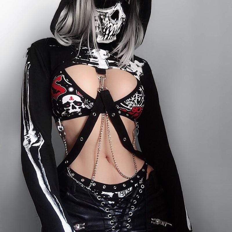 Kinky Cloth Hoodie Skeleton Mask Hoodie