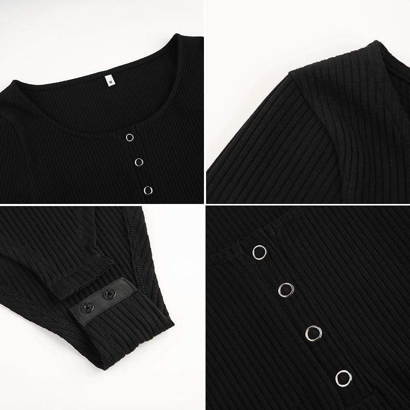 Kinky Cloth 200000362 Skinny Buttons Long Sleeve Bodysuit