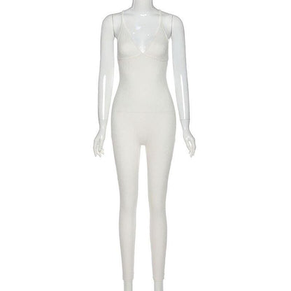 Kinky Cloth 0 S / Solid White Skinny Jumpsuit Yoga Outfit