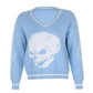 Kinky Cloth 200000373 Blue-Long Sleeve / S Skull Loose Vest Sweater