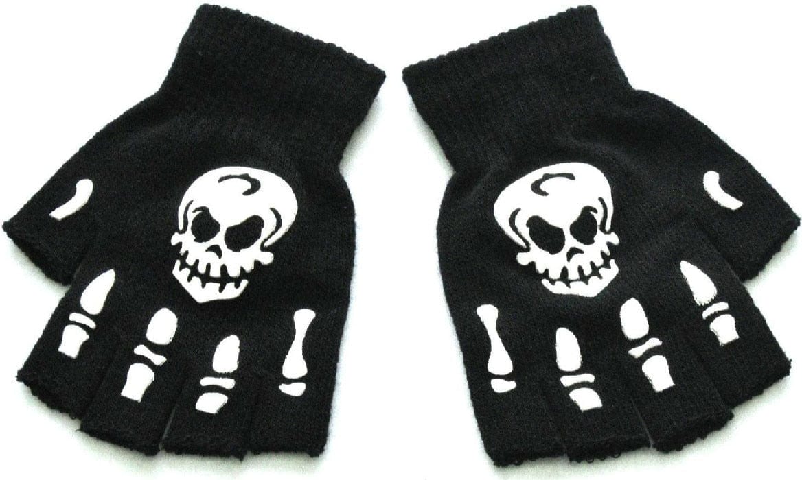 Kinky Cloth Big Skull / One Size Skull Pattern Half Finger Gloves